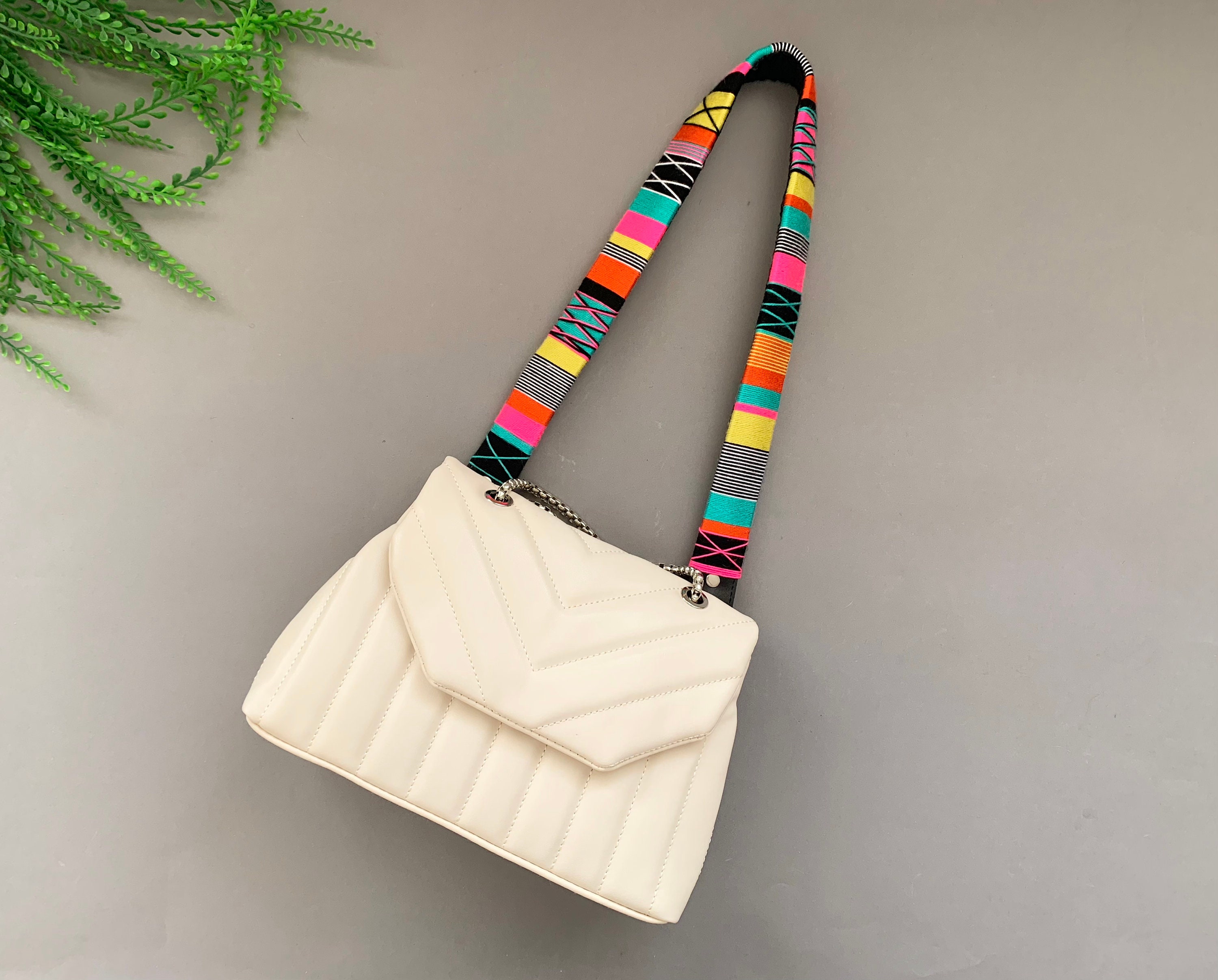 Handmade Bag Strap / Wrapped Yarn Boho Purse Strap / Gypsy Phone Lanyard /Multicolor Bag Chain