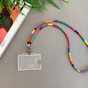 Boho Badge Halter Lanyard / ID Lanyard / Lehrer Lanyard / ID Kartenhalter / Neon Farbe Lanyard Halskette / Schlüsselanhänger Lanyard