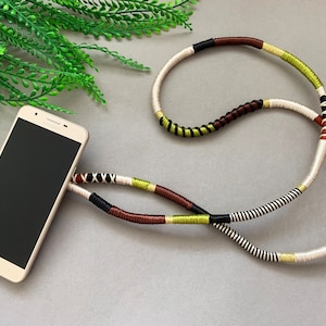 Earth Tones Phone Strap with Phone Ring / Phone Lanyard / Phone Strap / Mobile Phone Cord / Phone Chain / Phone Holder / Crossbody Phone