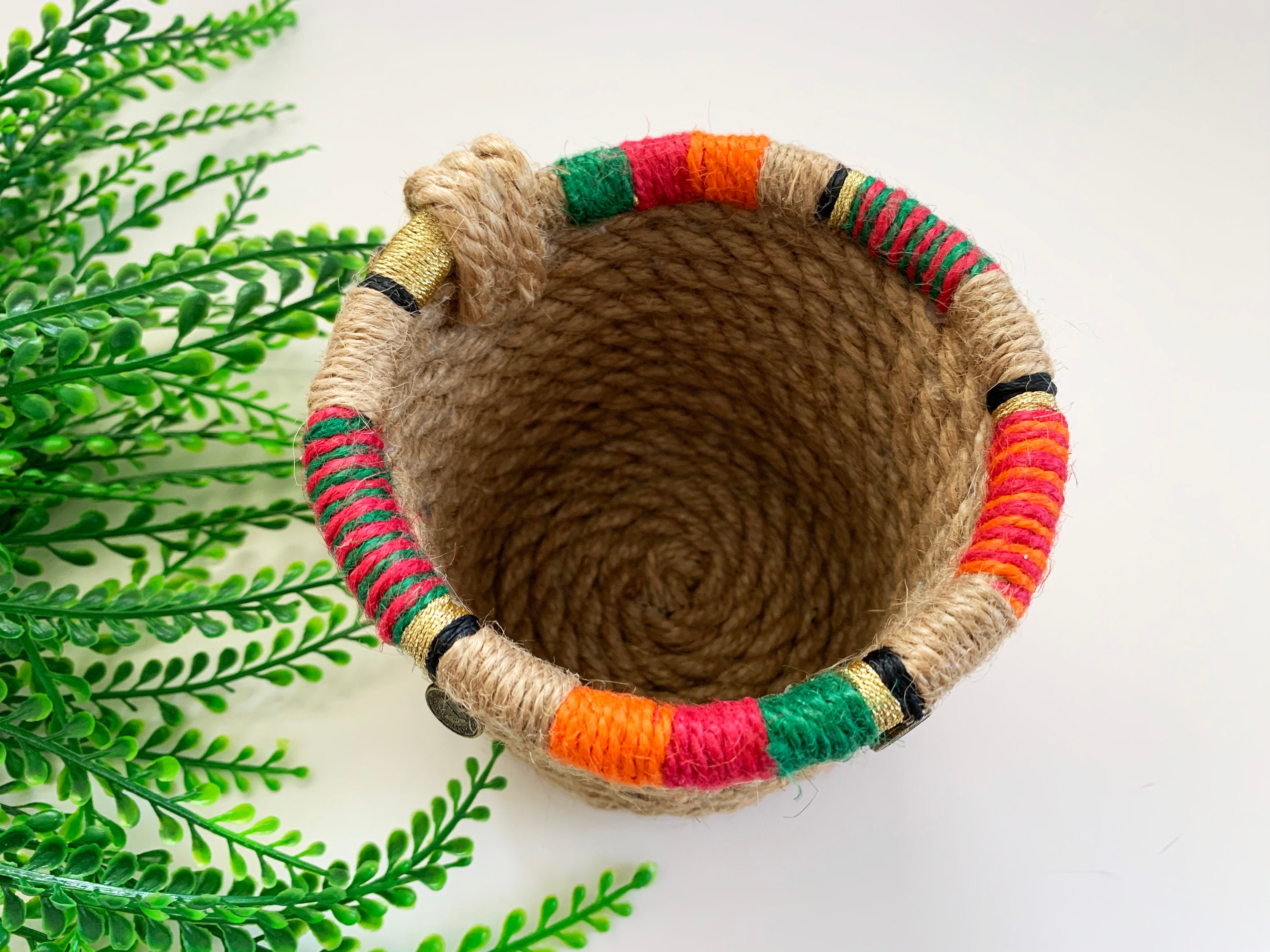 Authentic Jute Rope Basket / Wrapped Jute Plant Basket with Etsy