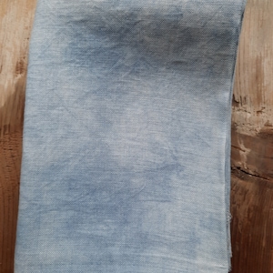 Hand-dyed linen for cross stitch work, color Jeans, 32 ct, 12.6 threads/cm, Zweigart Basis Belfast