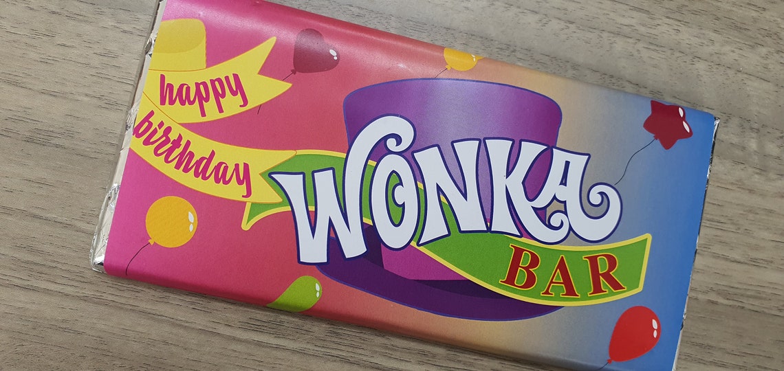 Wonka Bar Happy Birthday Novelty Chocolate Bar Etsy