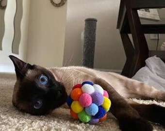 Colorful Catnip Ball, Soft Plush Cat Toy, Gift for Cat Lover