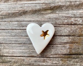 Porcelain bean heart gold star