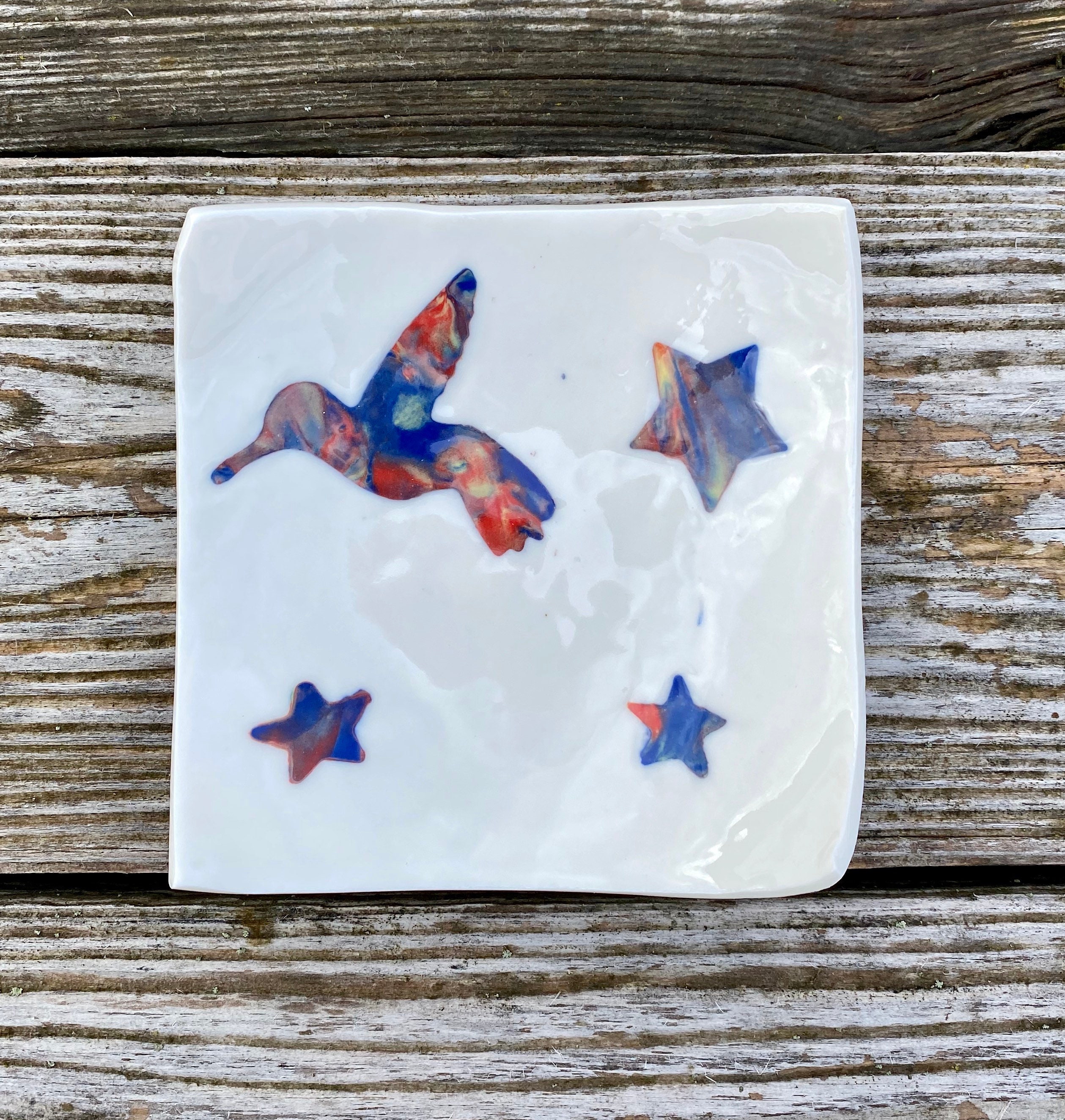 Porte-Savon ou Vide-Poche Colibri en Porcelaine