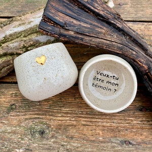 Tasse à message et au cœur d'or "Veux-tu être mon témoin ?"
