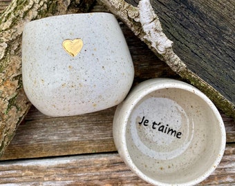 Tasse à message et au cœur d'or "Je t'aime"