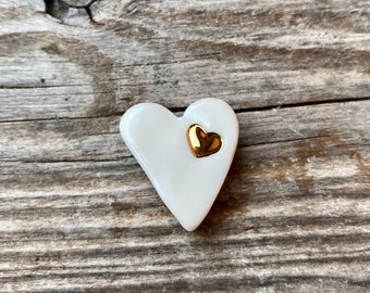 Porcelain bean heart with a heart of gold