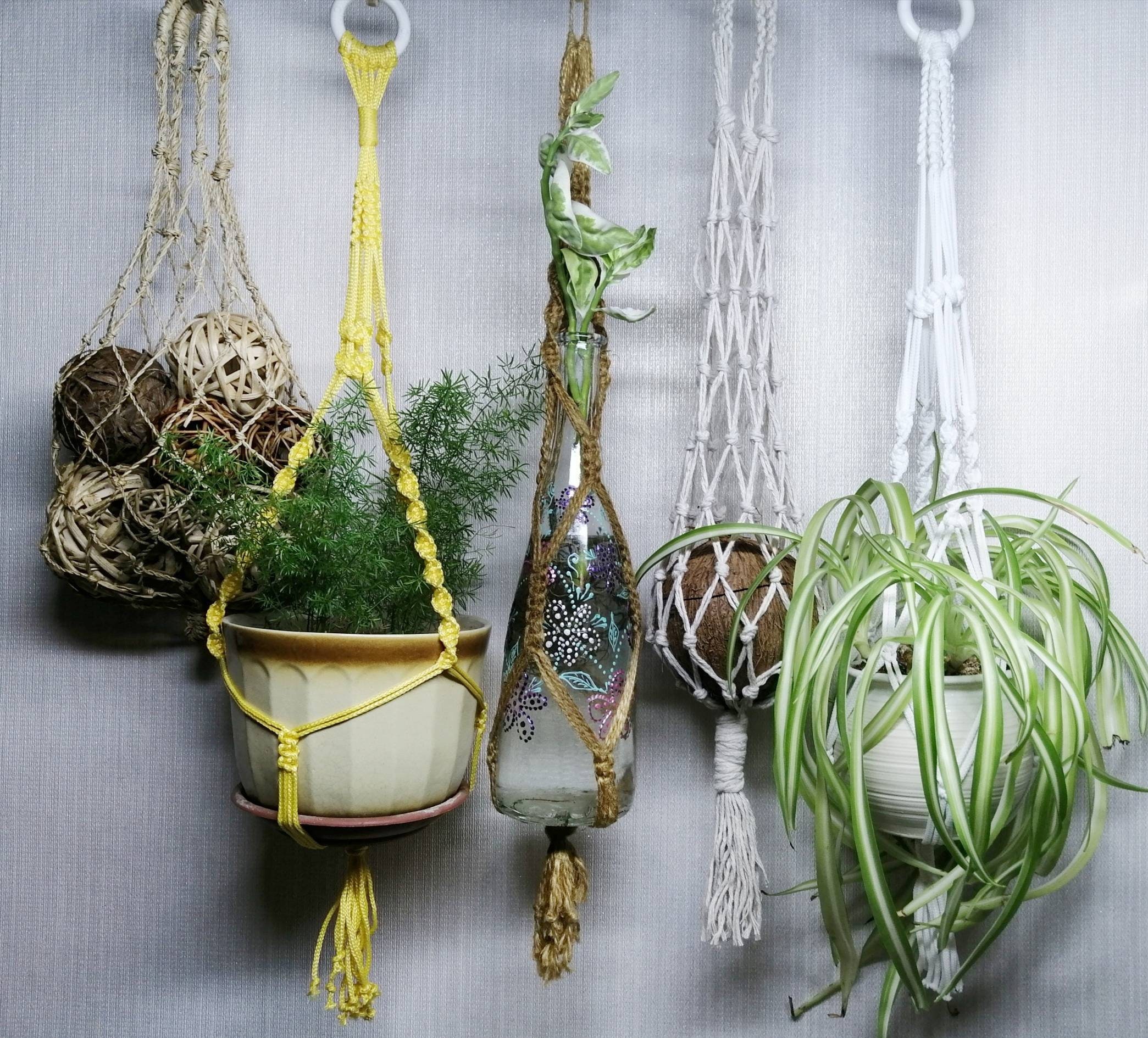 Wicker hanging basket for flowering plants netting for Etsy