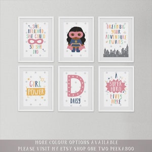 Girl Superhero Prints | Kids Wall Art | Girls Bedroom | Personalised Affirmations | Super Hero Art | Girls Prints | Girls Bedroom Decor