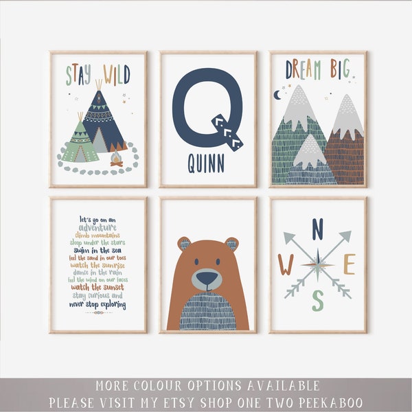 Adventure Nursery Prints | Personalised Letter Print | Mountain Theme Prints | Scandi Nursery Decor | Outdoor Prints | Nursery Wall Art |