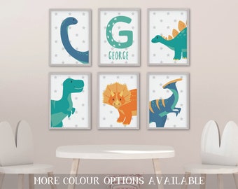 Personalised Dinosaur Print Set: Kids Room Decor