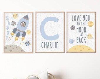 Personalised Space Rocket Prints: Nursery Wall Art