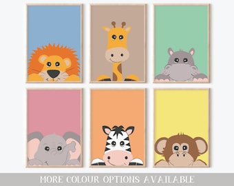 Jungle Nursery Prints | Safari Animals Bedroom Prints | Animal Nursery Decor | Cute Kids Wall Art| Lion | Tiger | Monkey | Elephant | Zebra