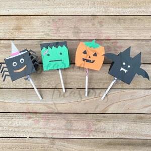 Halloween Lollipop Holder SVG files - Set of 4 - Zombie, Bat, Spider, Pumpkin