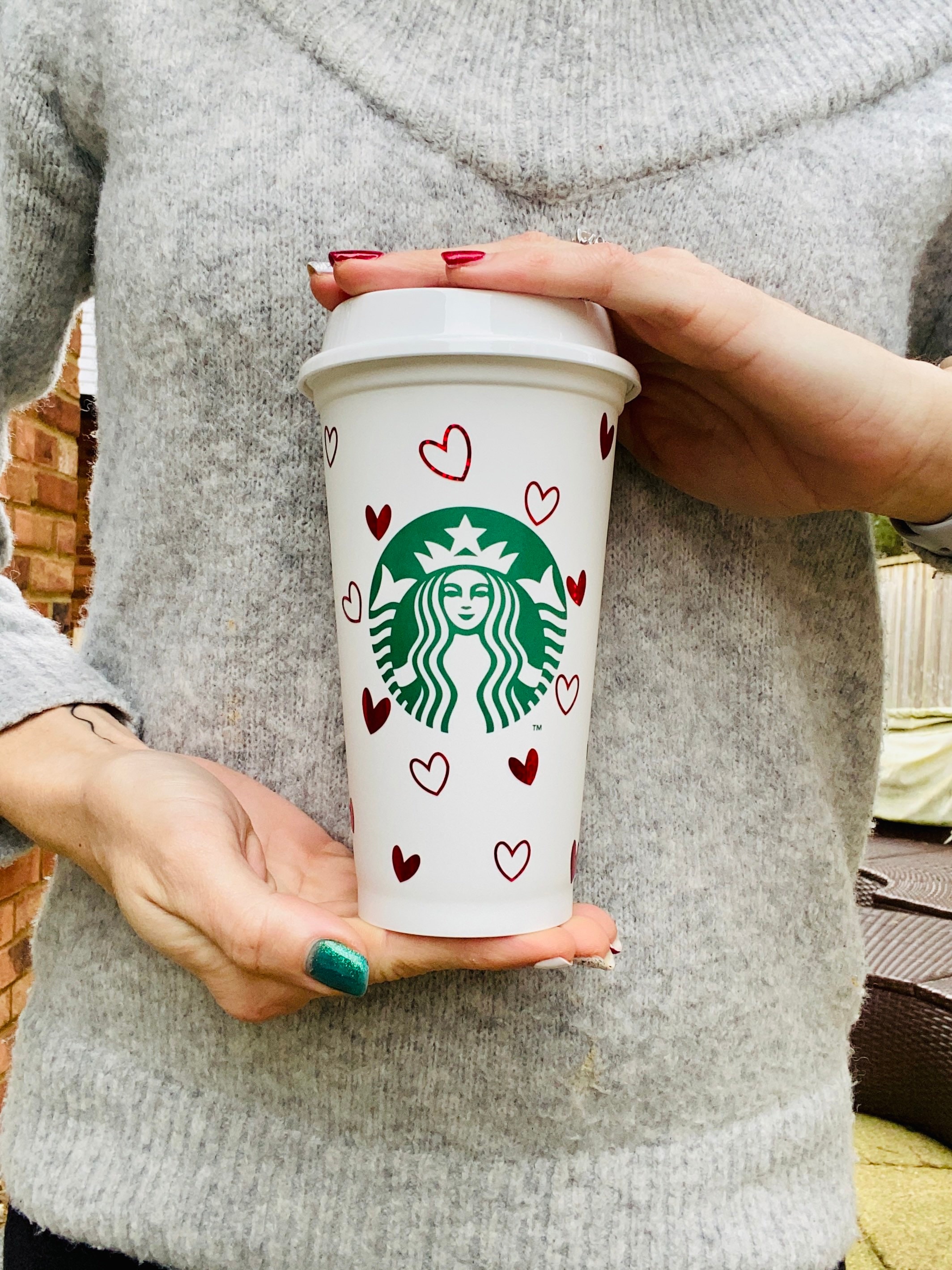 Personalised Hearts Starbucks Coffee Cup Valentines Day gift Etsy