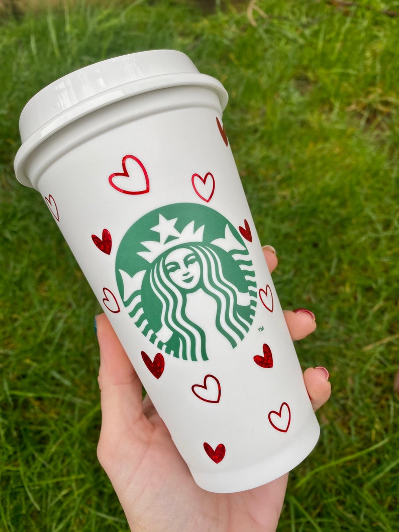 Personalised Hearts Starbucks Coffee Cup Valentines Day gift Etsy