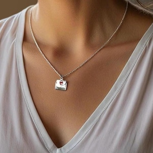 Personalised Envelope Necklace, Hidden Message Pendant, Custom Love Letter Necklace, Engraved Secret Note Jewelry, Gift for Her