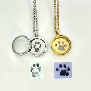 Personalised Pet Paw Print Necklace, Pet Hair Locket Necklace, Pet Fur Necklace, Locket Necklace with Paw Photo, Pet Remembrance Gift
