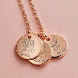 Collar de raza de perro personalizado, elegante joyería de arte canino, collar con cara de perro de dibujos animados, dije de perro grabado, regalo de perro personalizado, regalo de perro lindo