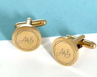 Custom Logo Cufflinks, Mens Cuff Links in Silver Gold Black, Personalised Company Logo Cuff Links, Mens Accessories, Own Deign Cufflink