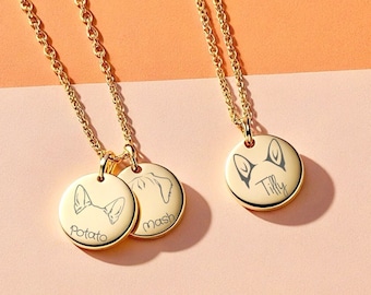 Waterproof Dog Ears Necklace, Custom Dog Name Necklace, Engraved Dog Breeds, Personalised Pet Memorial Gift, Pet Lover Jewellery