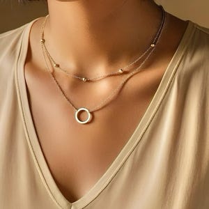 Double Tiered Choker, Double Strand Necklace, Two Layering Short Necklace, Layered Choker in Gold and Silver, Dainty Short Necklace, for HER