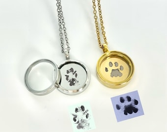 Tierfell Medaillon Halskette, Haustier Pfoten Schmuck, Medaillon Halskette mit Pfoten Foto, Haustier Erinnerung Andenken