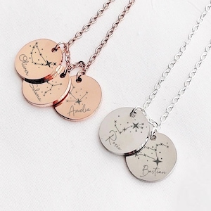 Naszyjnik z imieniem znaku zodiaku, naszyjnik z tarczą znaku zodiaku, grawerowany naszyjnik z konstelacją, spersonalizowany naszyjnik z horoskopem z imieniem, dla NIEJ