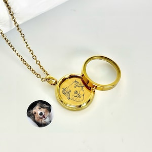Custom Pet Portrait Necklace, Pet Hair Locket Necklace, Pet Fur Necklace, Locket Necklace with Pet Photo, Pet Keepsake Gift, Pet Loss Gift