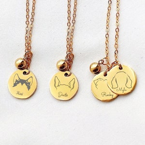 Cute Dog Ear Necklace, Engraved Dog Breed Necklace with Dangling Ball Charm, Personalised Dog Necklace, Dog Owner Necklace, Custom Dog Gift
