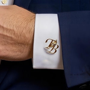 Gemelos con letras personalizadas, gemelos con iniciales, gemelos personalizados para el manguito, joyas para hombre con nombre, gemelos con triple inicial doble para él