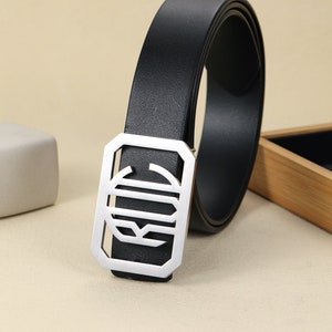 Hebilla de cinturón con inicial personalizada, hebilla de cinturón con monograma, hebilla de cinturón redonda personalizada, hebilla de nombre rectangular, hebilla de cinturón con letras, regalo unisex