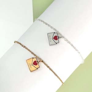 Pulsera con sobre grabado, pulsera con nombre personalizado, pulsera con colgante de letra de amor, pulsera con dije de letra personalizada, hermoso regalo de aniversario