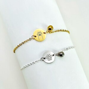Pulsera linda grabada, pulsera con disco de mascota grabado, pulsera con dije de mascota personalizado, pulsera con dije de bola de dibujos animados de mascota, regalo para dueño de mascota