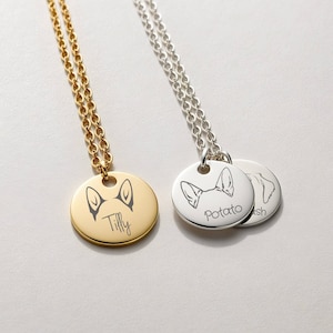 Custom Dog Ears Necklace with Name, Engraved Dog Necklace, Dog Breeds Necklace, Dog Owner Jewellery, Dog Memory Necklace, Custom Dog Gift