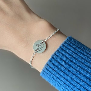 Engraved Dainty Birthday Disc Bracelet, Birthday Girl Bracelet, Bday Cartoon Bracelet, Custom Name Bracelet, Birth Date Gift, for Her