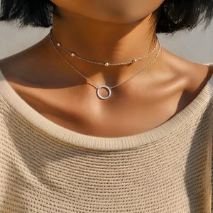 Two Layer Choker, Double Strand Necklace, Two Tiered Short Necklace, Layered Choker in Gold and Silver, Satellite Chain, Dainty Necklace
