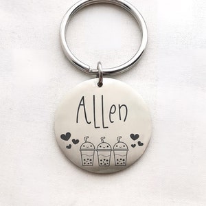 Cute Custom Pet Tag, Food Cartoon Pet Name Tag, Cartoon Dog Name Keychain, Dog ID Tag, Personalised Cat Tag, Pet Round Charm, Unisex Gift