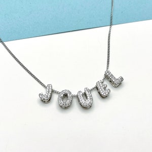 Bewegliche Kristall Buchstabe Halskette, Initial Halskette, 3D Runde Buchstabe Halskette, Benutzerdefinierte Ballon Buchstabe Halskette, benutzerdefinierte Schmuck Geschenk