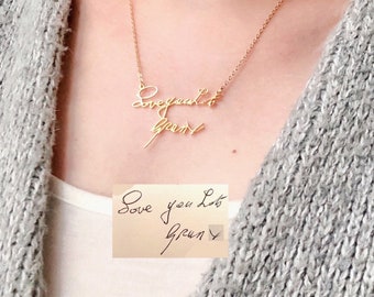 Actual Handwriting Necklace, Handwritten Necklace, Signature Necklace, Personalised Name Necklace Gold, Memorial Necklace, Writing Necklace