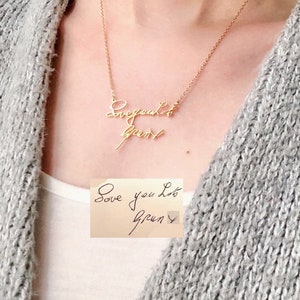 Echte handschriftketting, handgeschreven ketting, handtekeningketting, gepersonaliseerde naamketting goud, herdenkingsketting, schriftketting