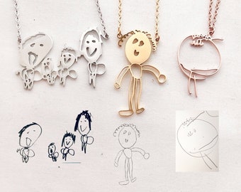 Kinder Halskette, Zeichnung Halskette, Kinder Halskette, individuelles Logo Halskette, Kinder Kunstwerk Halskette, Kinder Gekritzel Halskette, Geschenk für Mutter