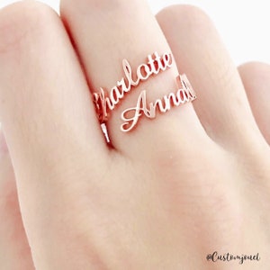 Two Name Ring, Custom Name Ring, Double Name Ring, Personalized Ring,  Name Ring Gold Silver Rose Gold, Personalised Gift, Best Friend Ring