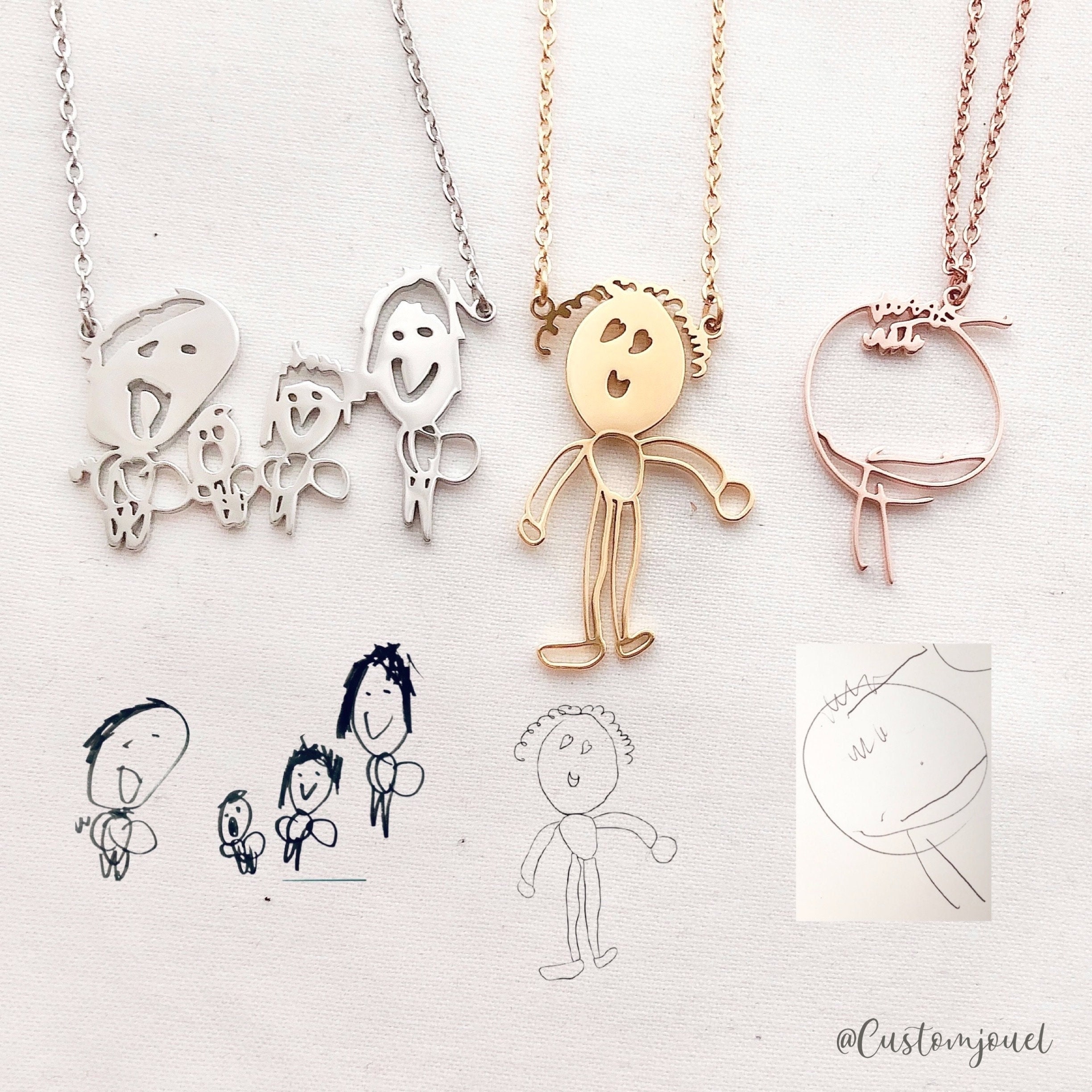 Kids Painting Necklace Custom Drawing Necklace Custom Logo Necklace Children Artwork Necklace Kids Doodle Necklace Gift for Mother Etsy Canada