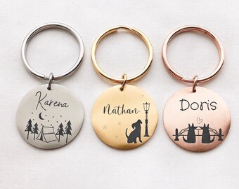 Cute Pet ID Tag, Engraved Pet Tag, Personalised Dog Tag, Name Pet Tag, Personalised Pet Keychain, Custom Dog Tag, Custom Pet Name Keyring