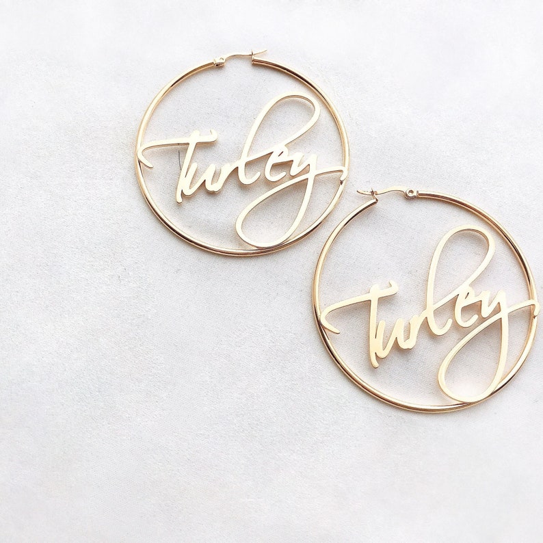 Name Hoop Earrings Custom Hoop Earrings Personalized Name Etsy UK