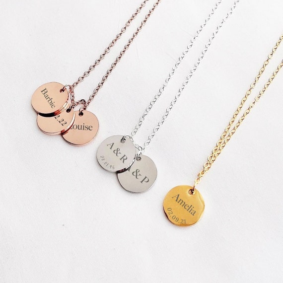 Initial and Engraved Date Necklace Initial and Engraved Date Necklace
