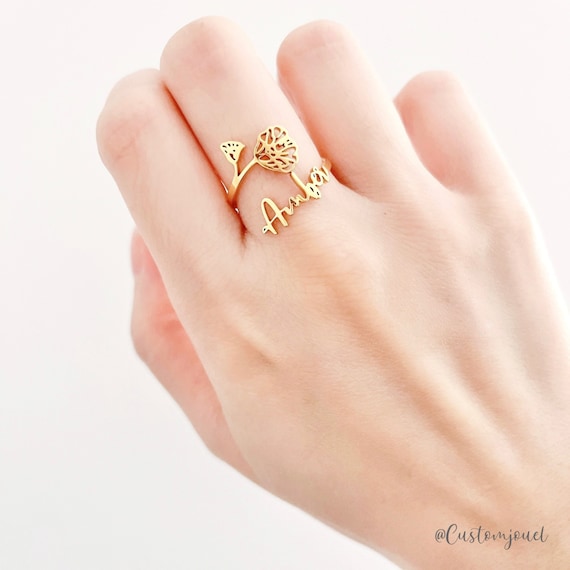 Etsy birth flower ring deals