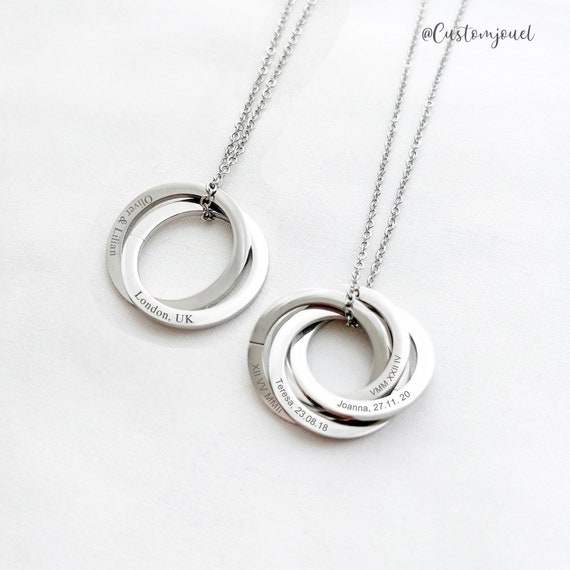 Interlocking circle necklace engraved discount